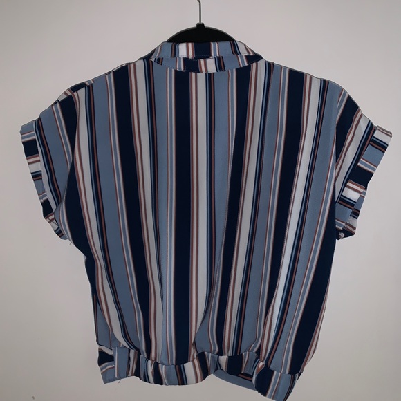 Ambiance Short sleeve stripped collared top - Picture 2 of 3